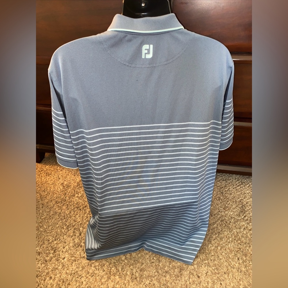 FootJoy Shirt Men Size XL Bluish Gray Striped Polo Stretch Performance Golf - Picture 4 of 7